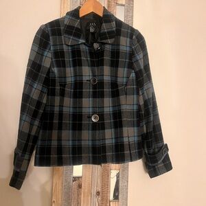 Black Gray and Blue Plaid Jacket 8P